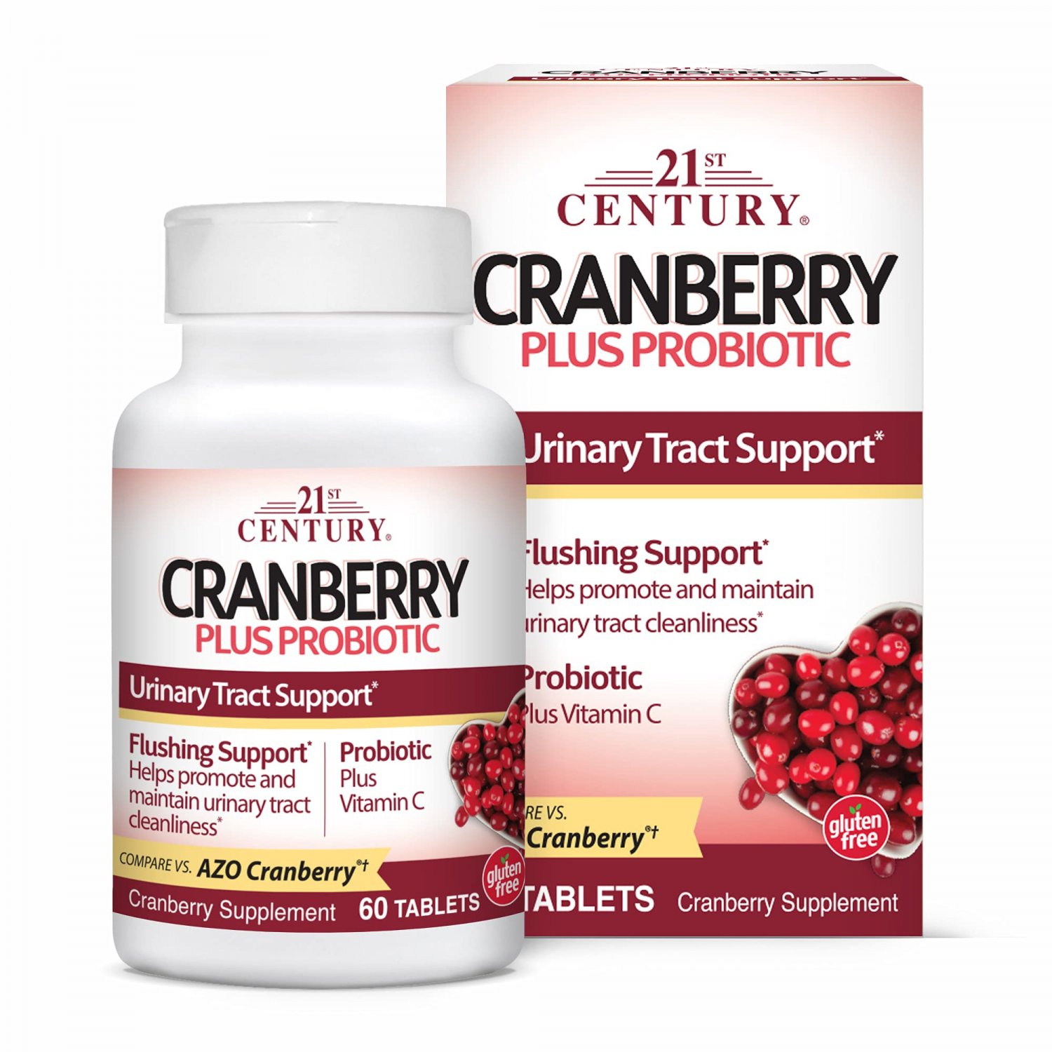 21st Century Cranberry Plus Probiotic Tablets, 60 Count