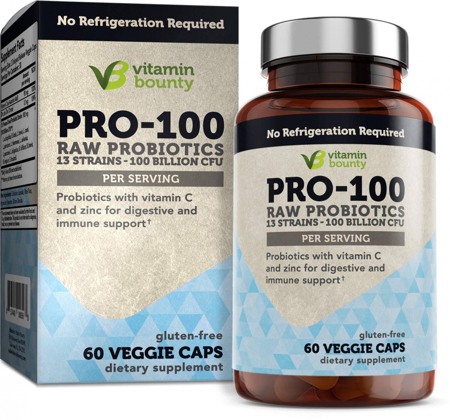 100 Billion CFU 13 Strains, Raw Probiotics with Vitamin C & Zinc for Immune Support, Gut & Digestive