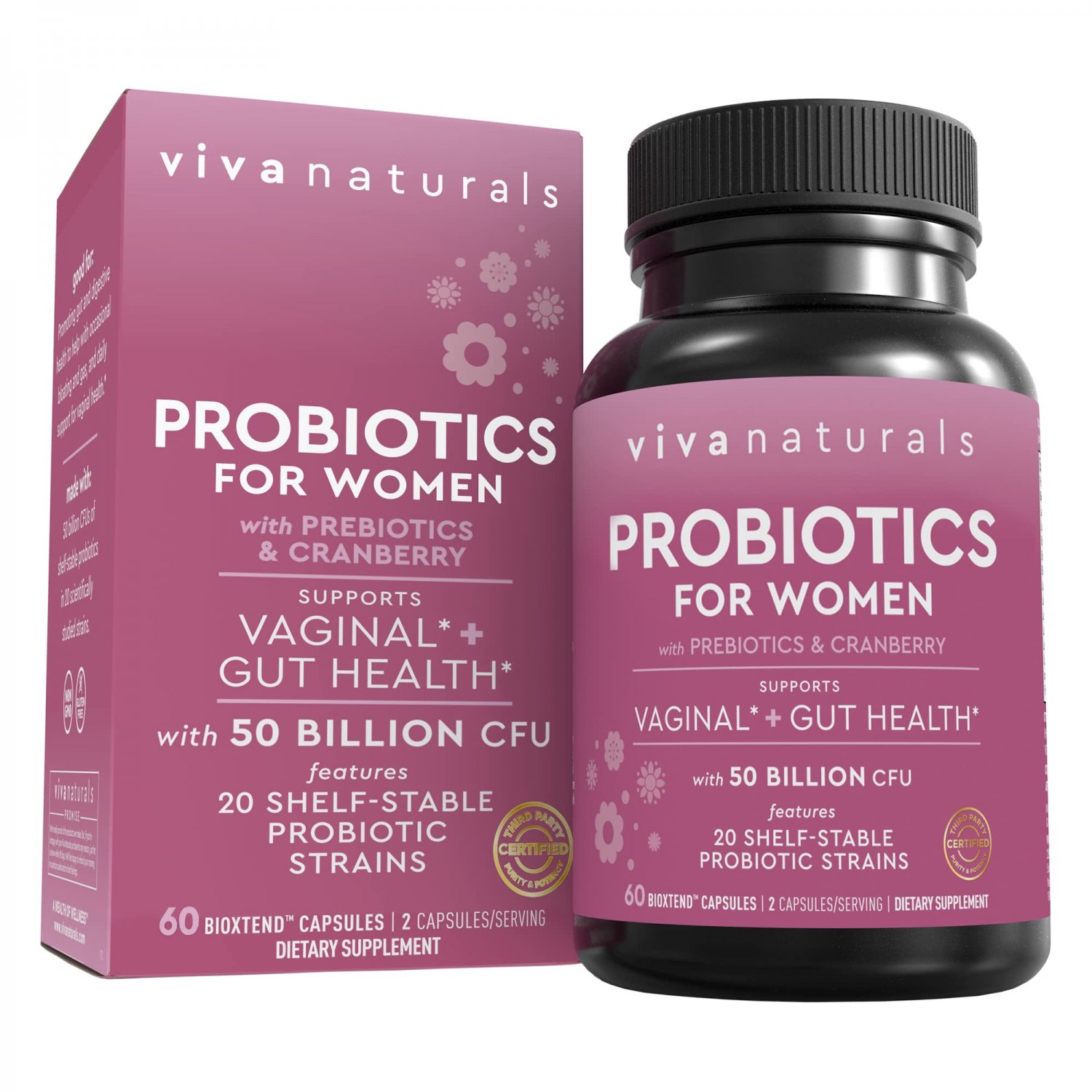Probiotics for Women with 50 Billion CFU from 20 Strains - Shelf-Stable Womens Probiotic with Prebio