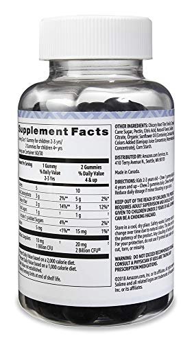 Amazon Brand - Solimo Kids' Prebiotic & Probiotic, 60 Gummies, 1-2 Month Supply