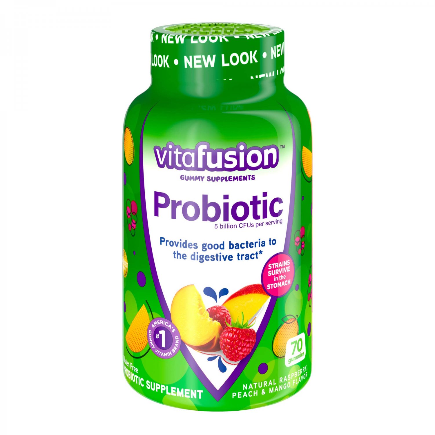 vitafusion Probiotic Gummy Supplements, Raspberry, Peach and Mango Flavored Probiotic Nutritional Su