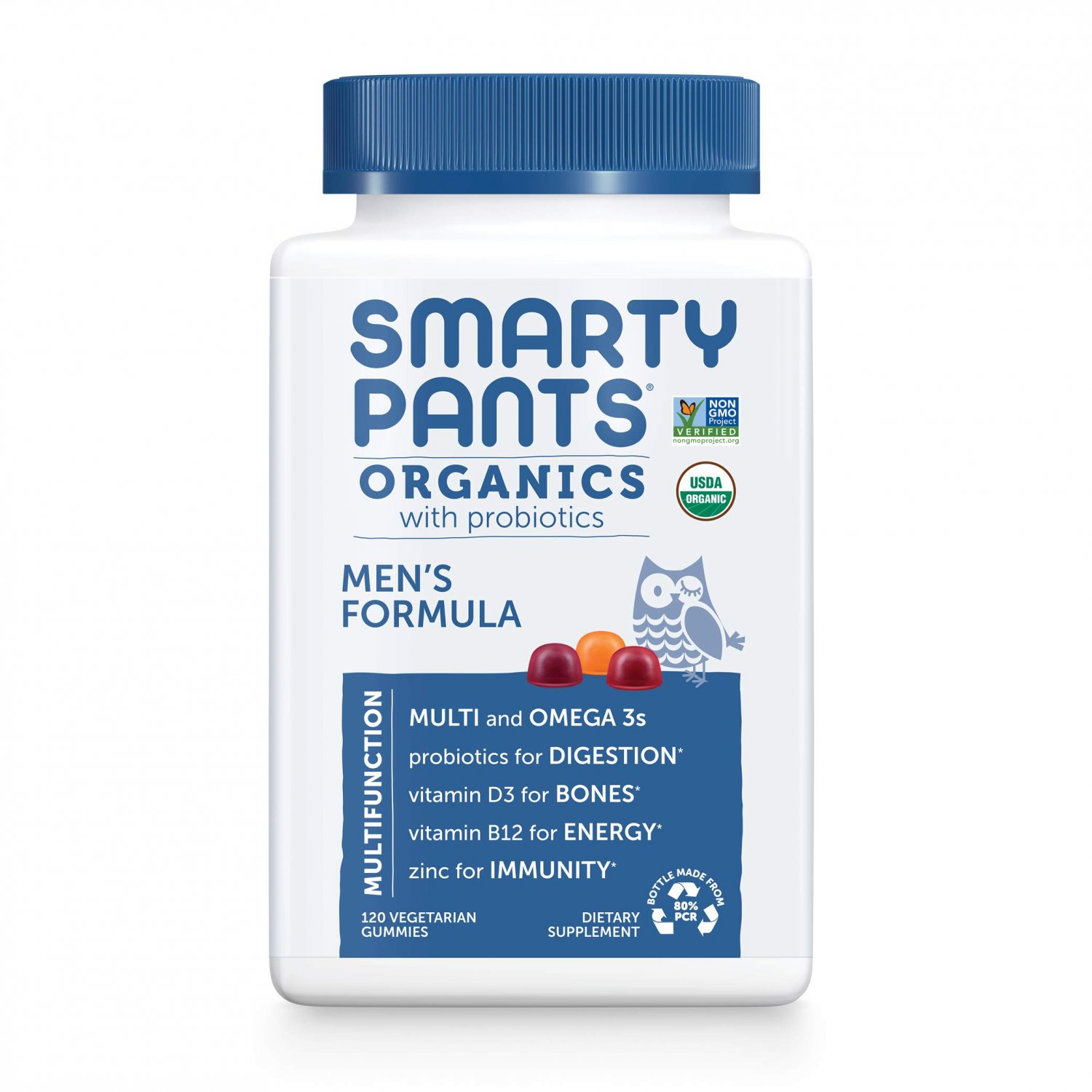 SmartyPants Organic Mens Multivitamins, Daily Gummy Vitamins: Probiotics, Vitamins C, D3, B12, Zinc
