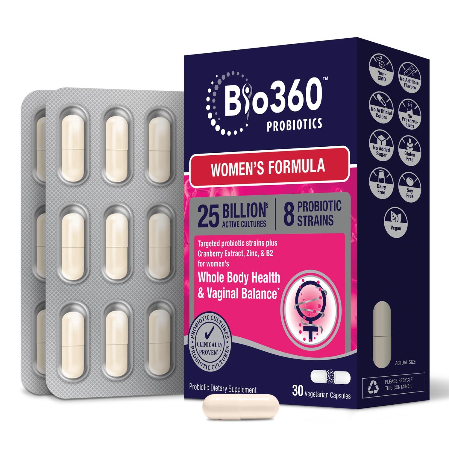 Bio360 Probiotics for Women | Vaginal & Digestive Health | Targeted Womens Daily Care Formula | Cran
