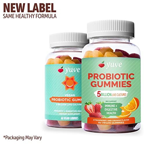 Yuve Vegan Probiotic Gummies, Probiotics for Women & Men, Sugar & Gluten-Free Gummy Probiotics, Dige