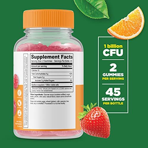 Lifeable Probiotics ? Great Tasting Natural Flavor Gummy Supplement ? Gluten Free Vegetarian GMO-Fre