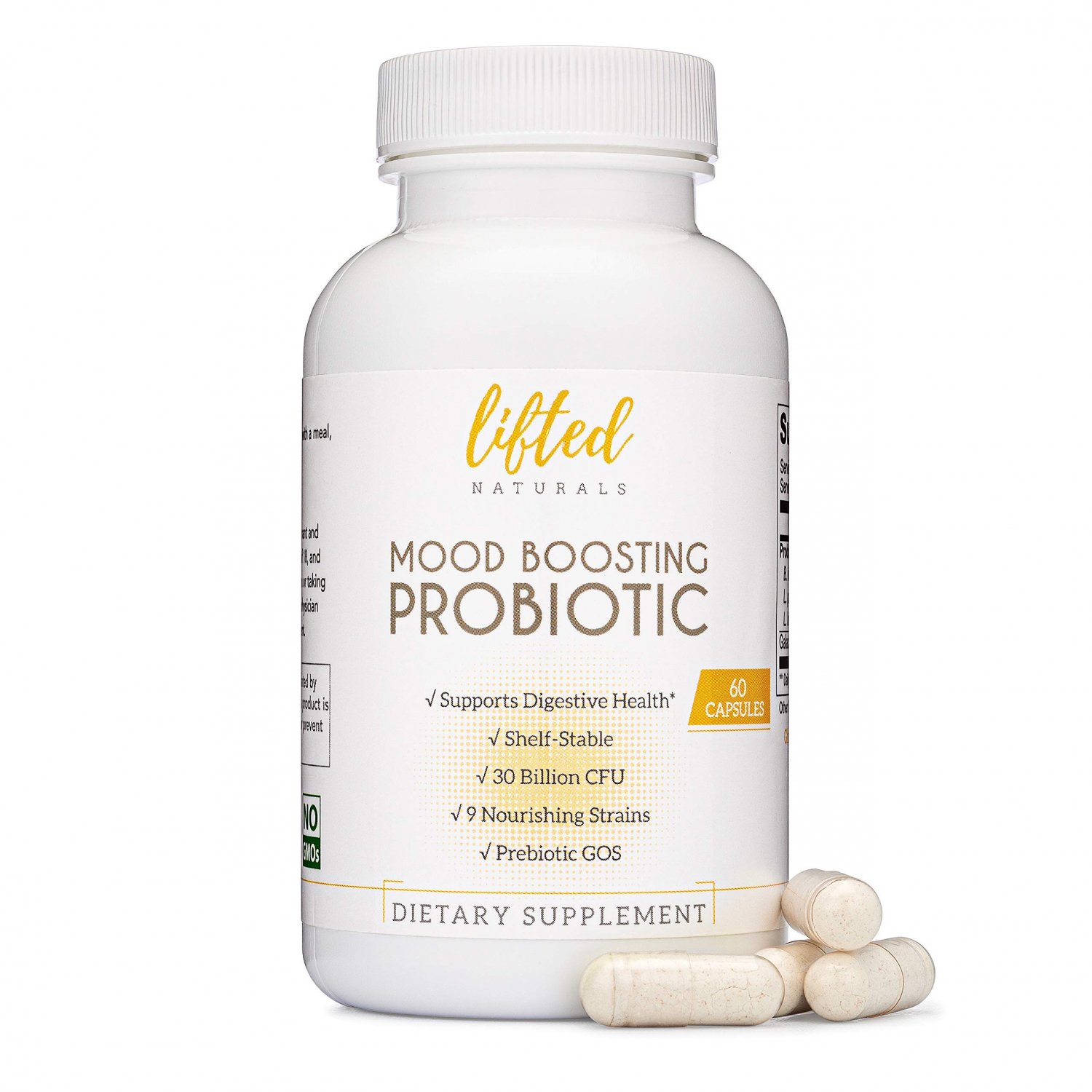 Probiotics 30 Billion CFU - Mood Boosting Supplement w/ prebiotics & probiotics for Women and Men -