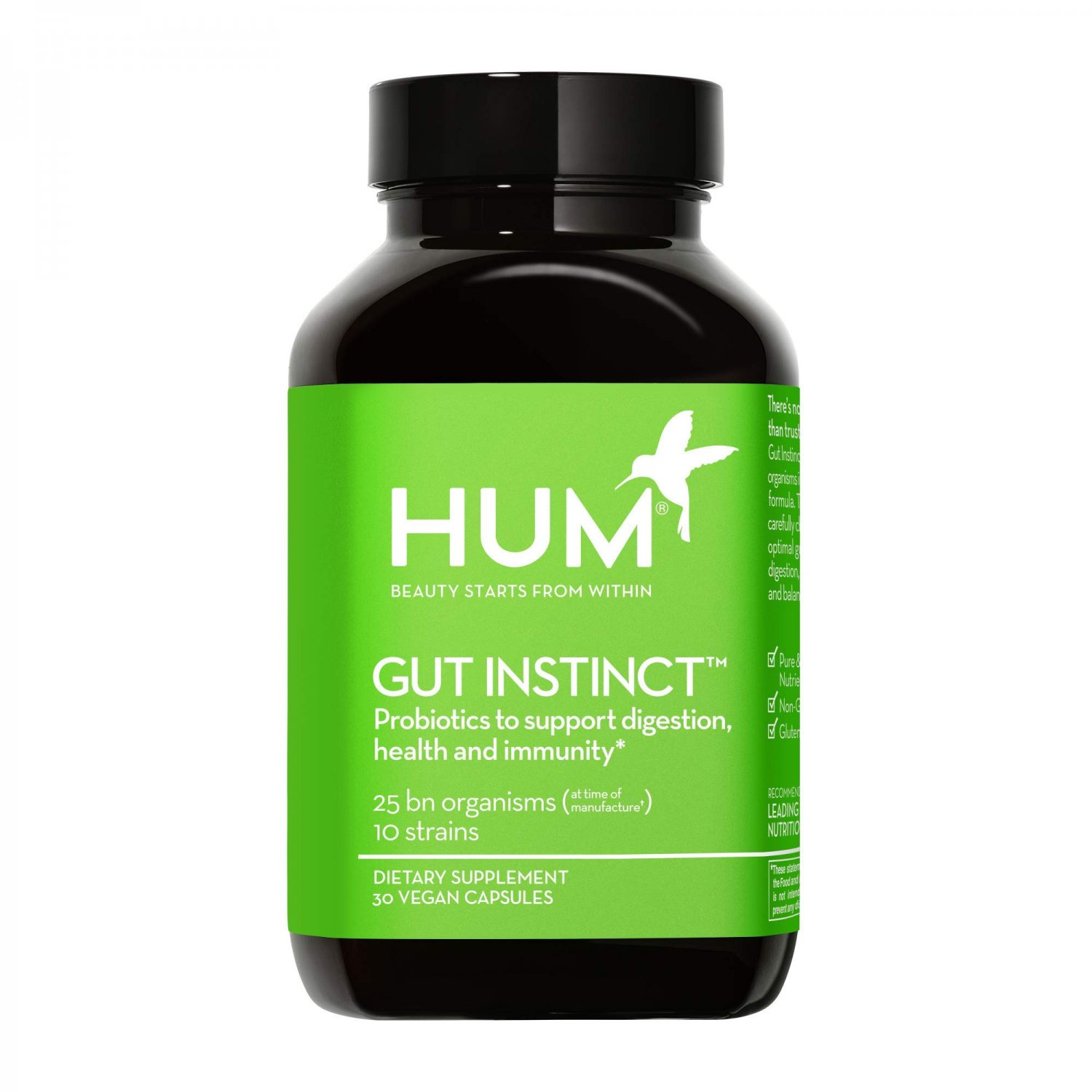 HUM Gut Instinct - Probiotic Supplement for Digestive Health & Immunity - Vegan Probiotic with Lacto