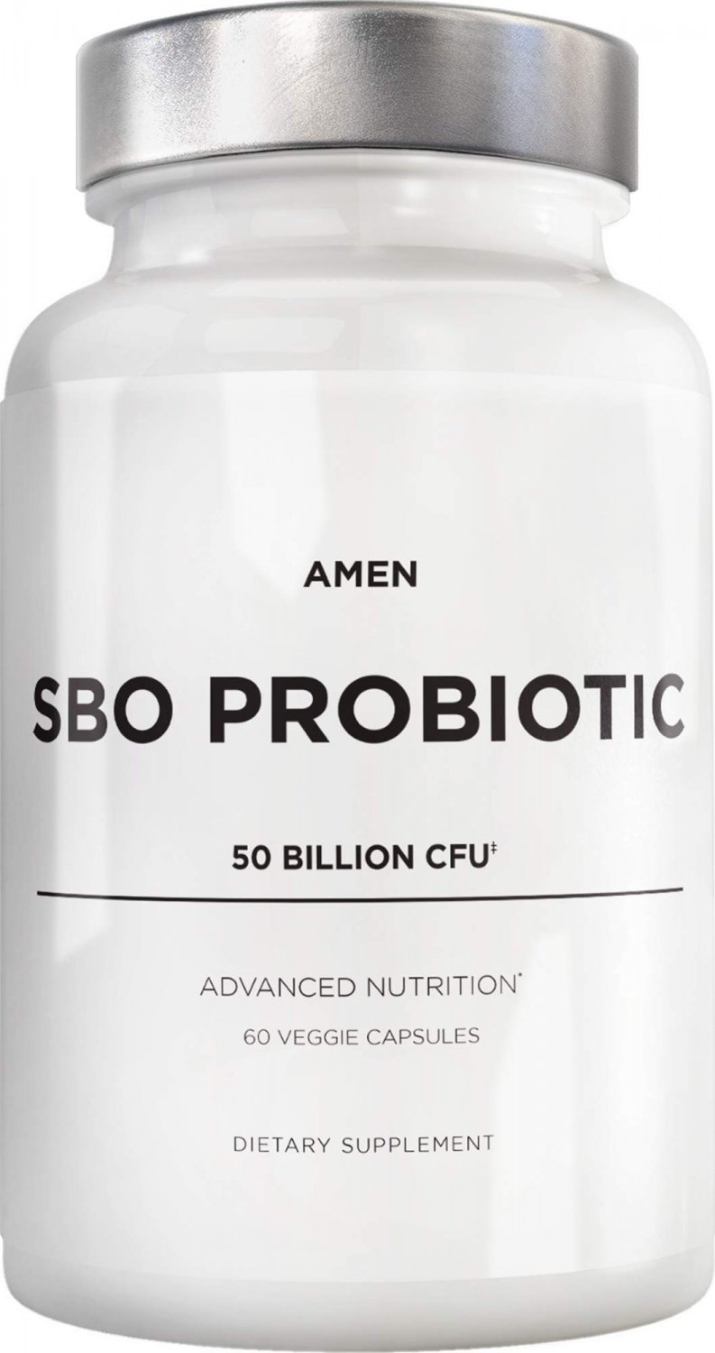 Amen Probiotics Supplement, SBO Probiotic and Organic Prebiotics, 50 Billion CFUs, Shelf Stable, No