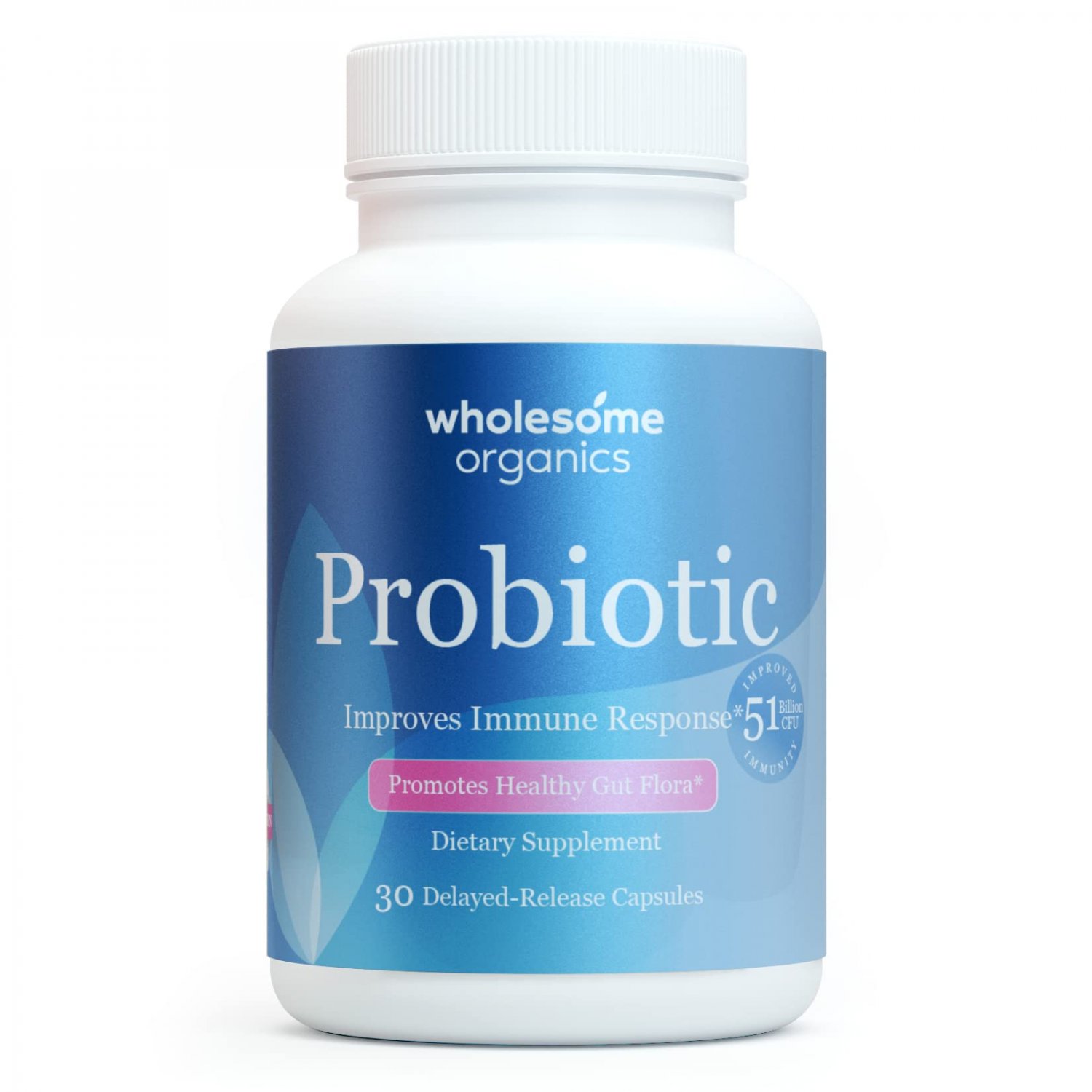 Wholesome Organics Probiotic Supplement - 51 Billions CFU - Probiotics for Women, Men and Adults - S