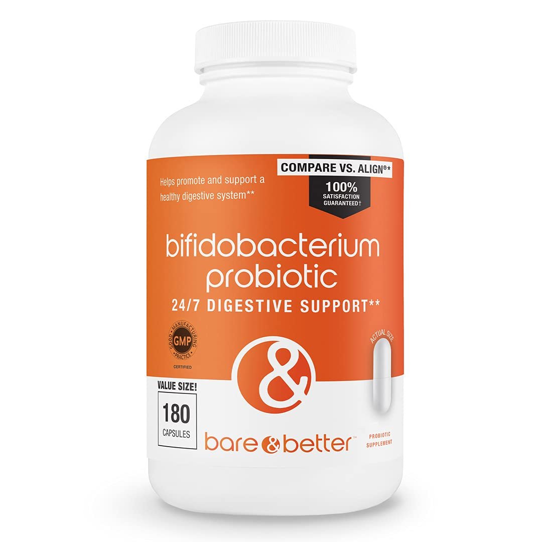 Bifidobacterium Probiotic Supplement By BARE & BETTER | Value Size 180 ...