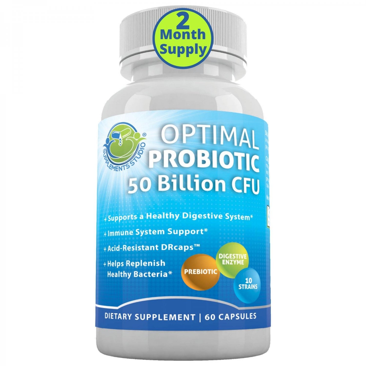 50 Billion Probiotic for Digestive Health Shelf Stable Prebiotics and