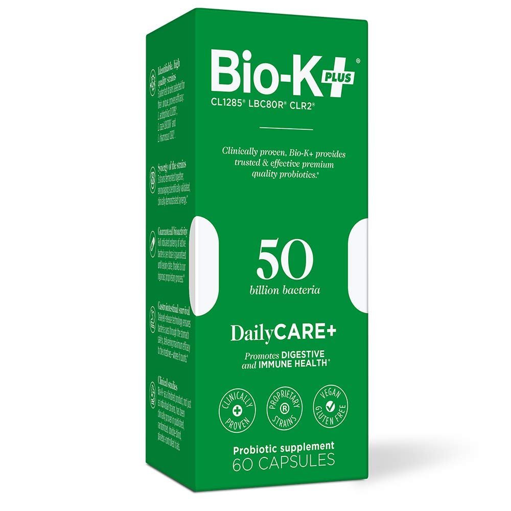 Bio-K + Daily Care Plus Probiotic Supplement Capsules for Adult Men and Women, 50 Billion Active Bac