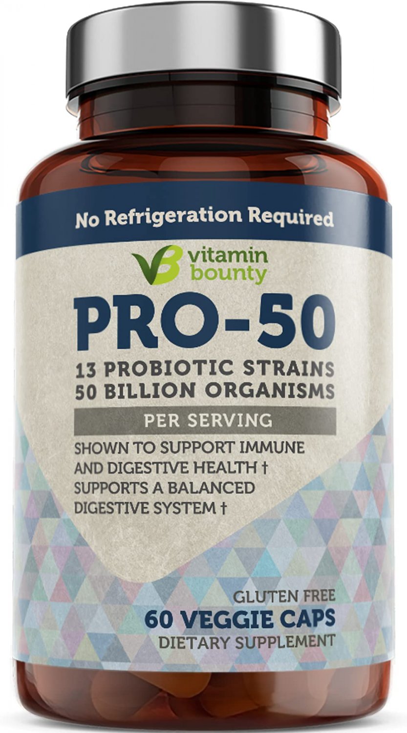 Vitamin Bounty Pro 50 Probiotics with 13 Probiotic Strains, Prebiotic Fermented Greens and Delayed R
