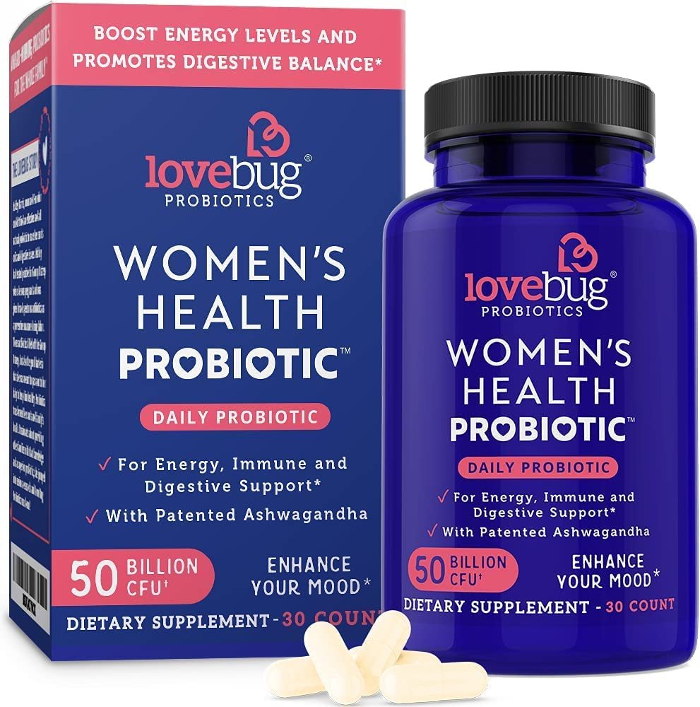 LoveBug Probiotics - Daily Probiotic for Women, 30 Delayed Release Probiotic Capsules with Ashwagand