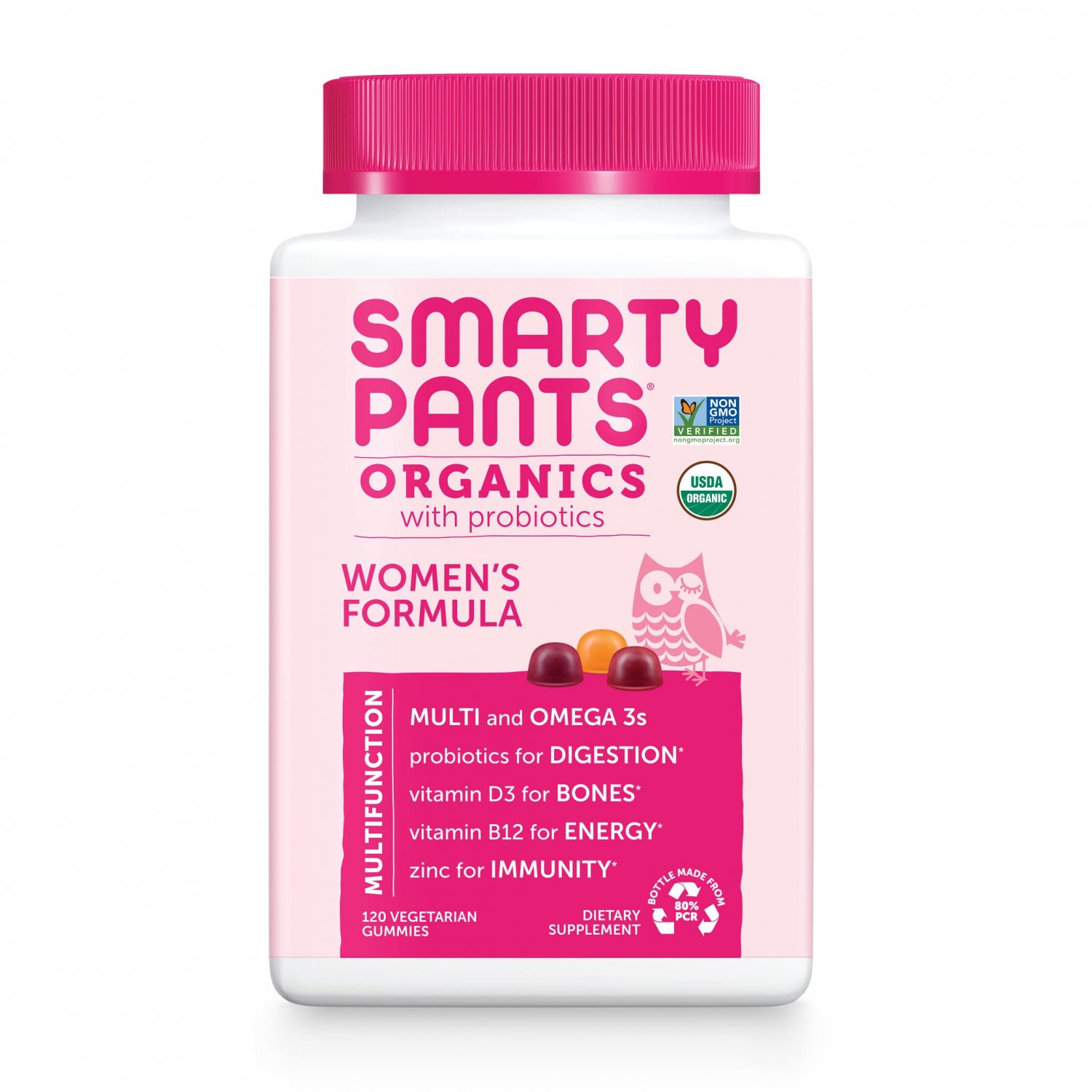 SmartyPants Organic Womens Multivitamin, Daily Gummy Vitamins: Biotin, Probiotics, Vitamin C, D3, B1