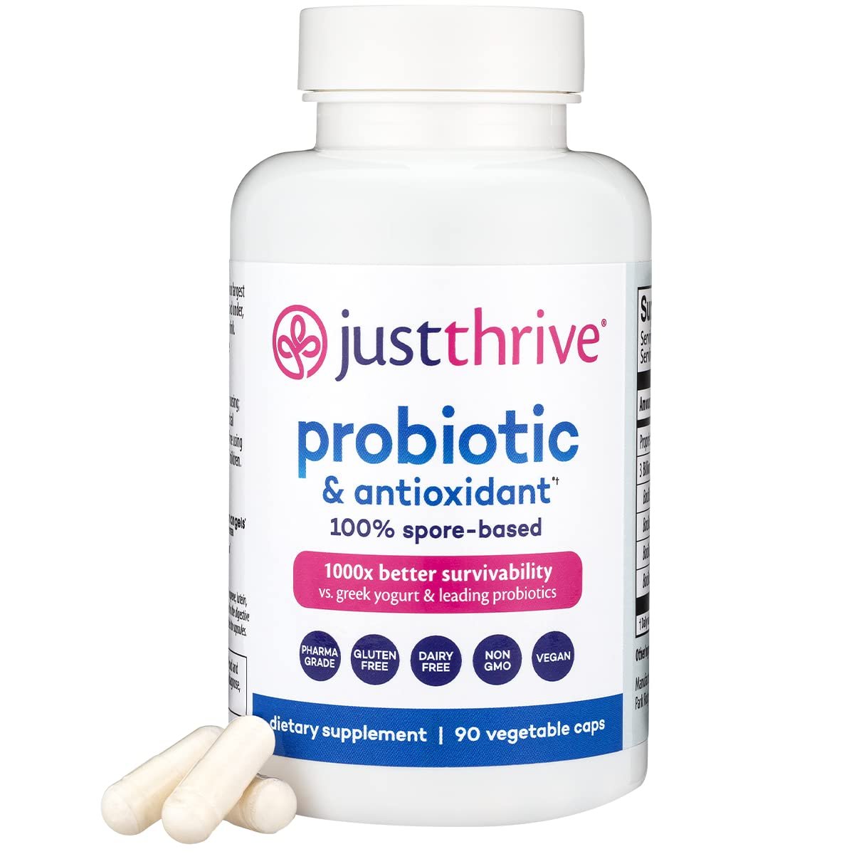 Just Thrive: Probiotic & Antioxidant - Vegan Proprietary Probiotic Blend - 90-Day Supply - 100-Perce