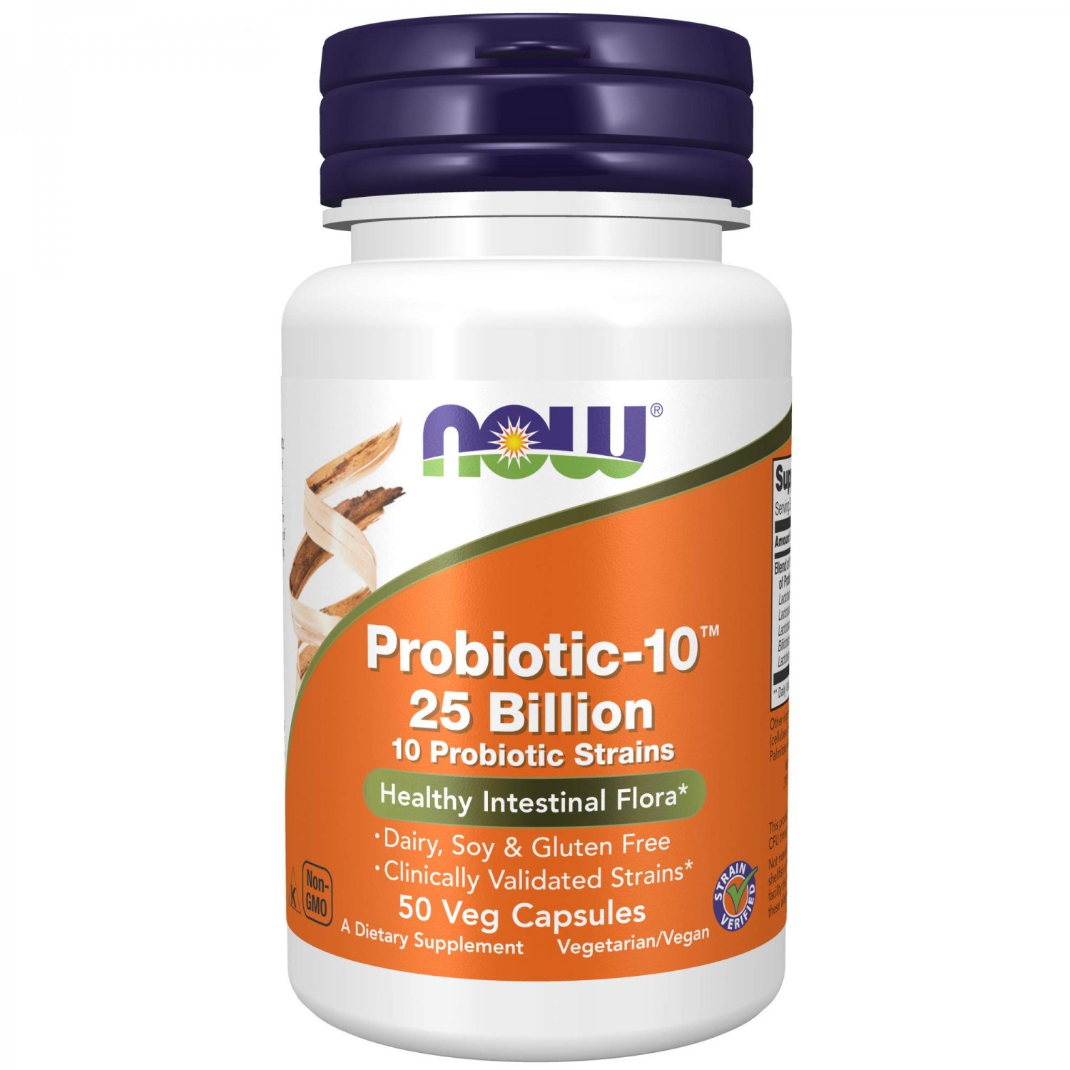NOW Supplements Probiotic-10 25 Billion with 10 Probiotic Strain Verified, 50 Veg Capsules