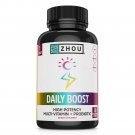 Zhou Nutrition Daily Boost Multivitamin with Probiotic, Zinc, Vitamin C, D3, B Complex for Immune Su