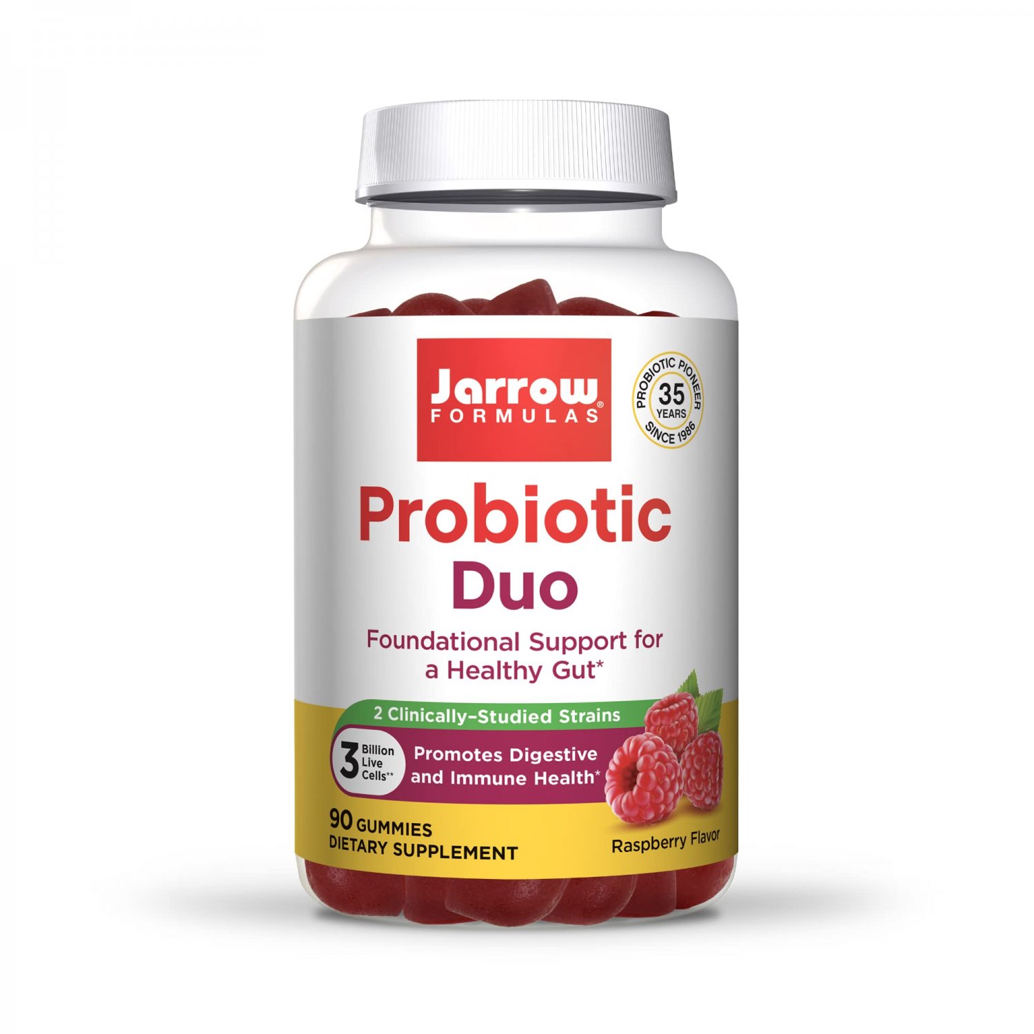 Jarrow Formulas Probiotic Duo, 3 Billion CFU, 2 Clinically-Studied Probiotic Strains, 90 Gummies, Di