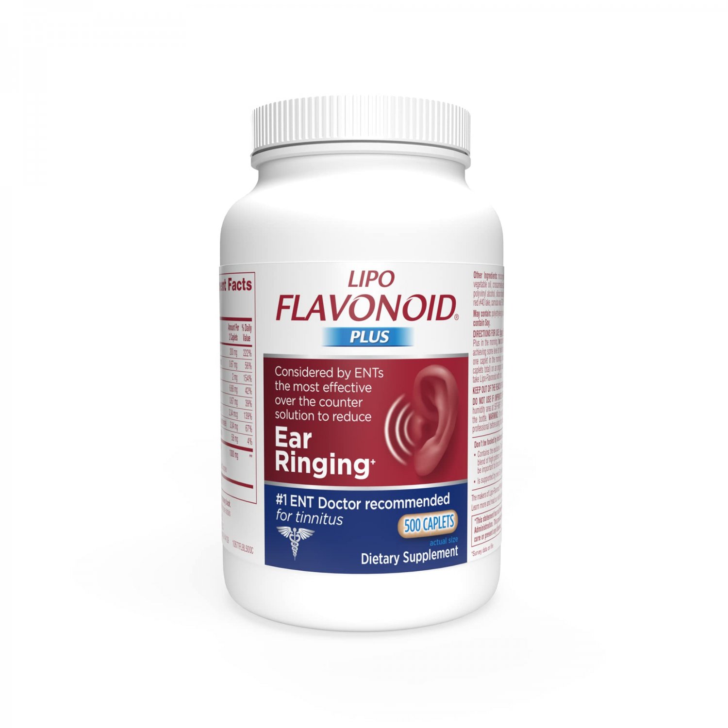 Lipo-Flavonoid Plus Ear Health Supplement | 500 Caplets | #1 ENT Doctor Recommended for Ear Ringing 