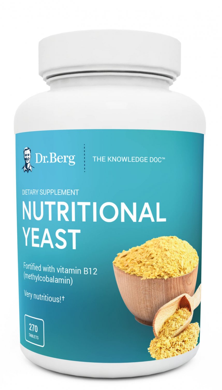 Dr. Berg's Nutritional Yeast Tablets ? Non-Fortified Natural B12 Added - All 8 B Vitamin Complex ? N