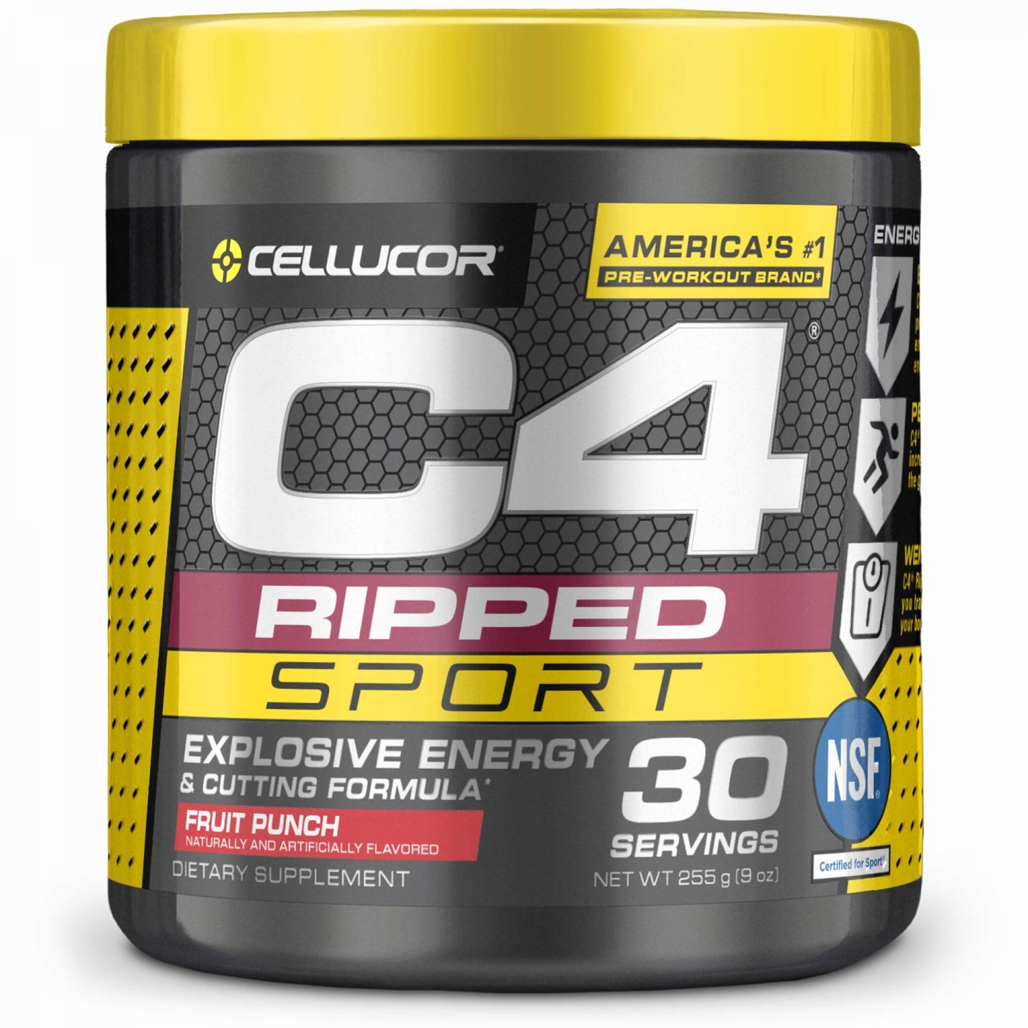 C4 Ripped Sport Pre Workout Powder Fruit Punch | NSF Certified for Sport + Sugar Free Preworkout Ene