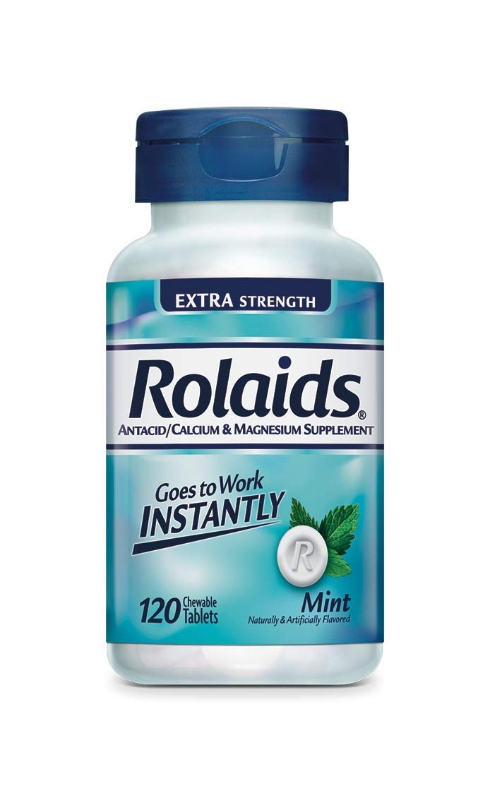 Rolaids Extra Strength Antacid Chewable Tablets, 120 Tablets, Mint Flavor, Extra Strength Heartburn 
