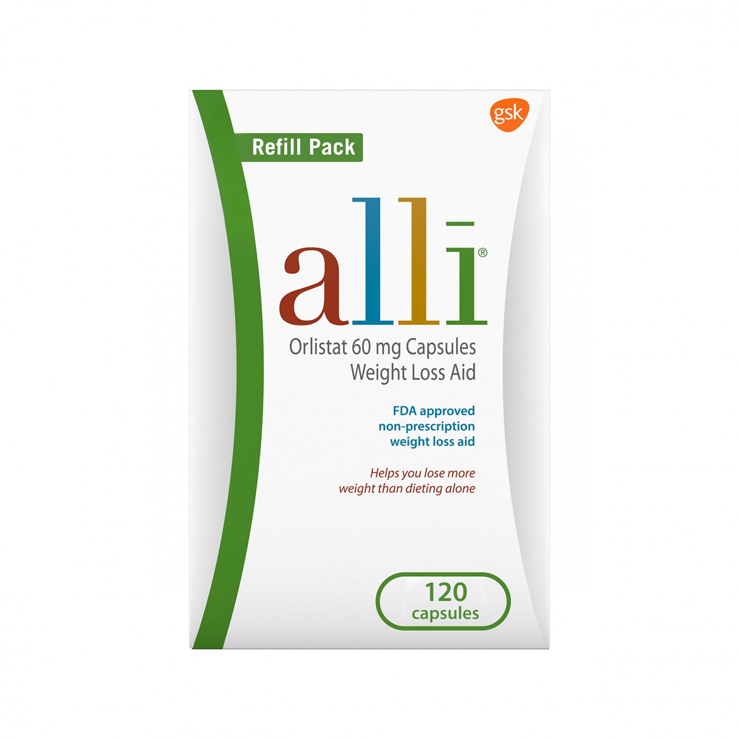 alli Weight Loss Diet Pills, Orlistat 60 mg Capsules, Non Prescription Weight Loss Aid, 120 Count Re