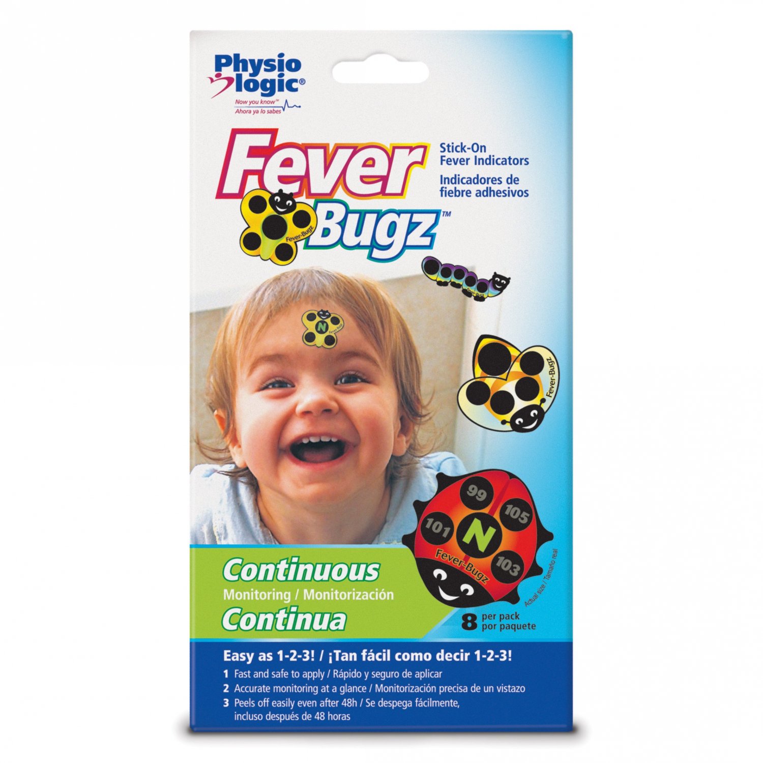 Physio Logic?Fever-Bugz Stick-On Fever Indicator, Allows to Continuously Monitor Fever or Temperatur