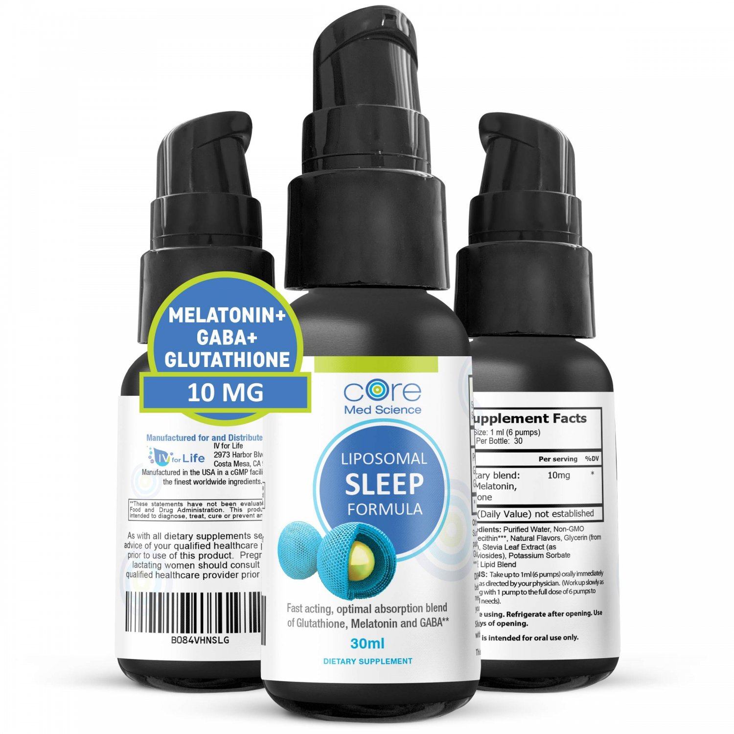 Liposomal Liquid Melatonin Sleep Aid Supplement with GABA and