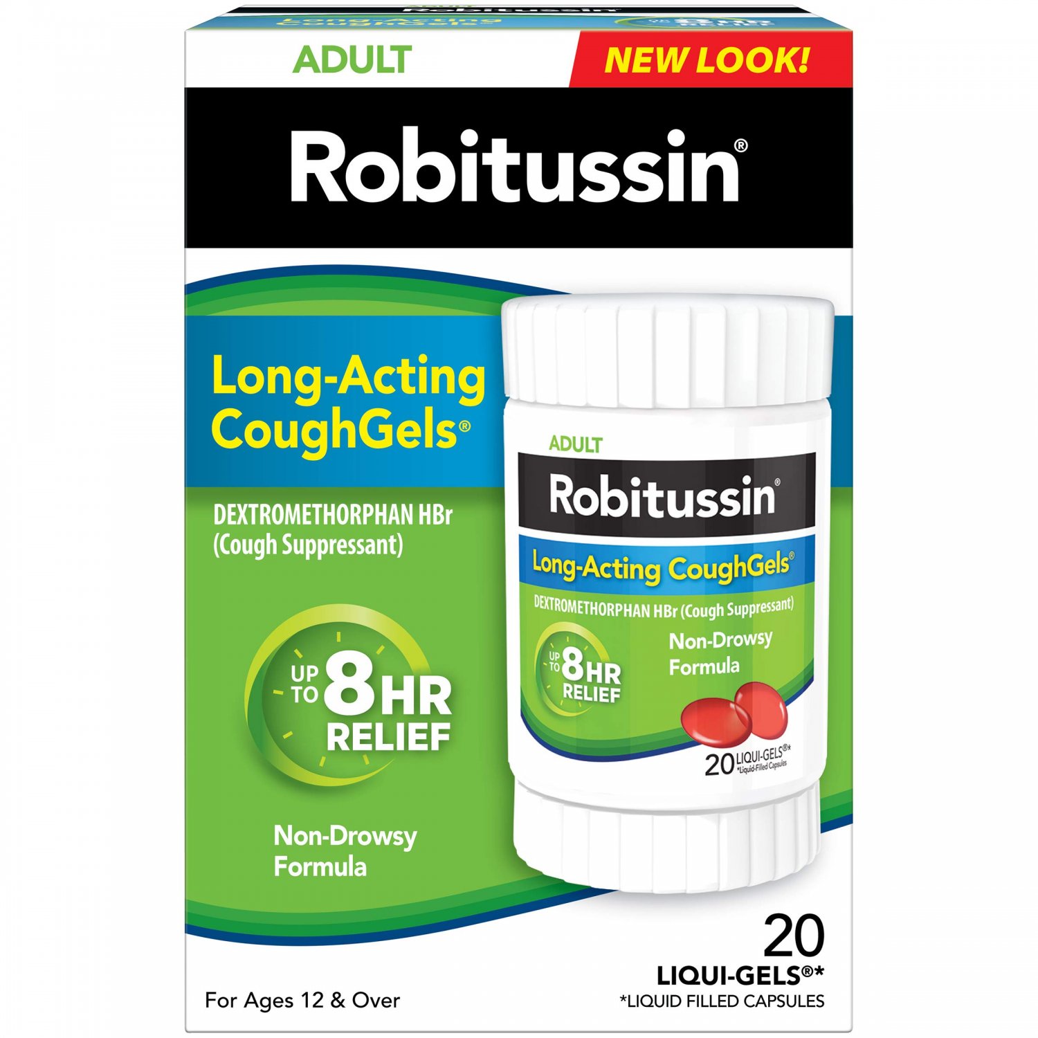Robitussin Adult LongActing CoughGels (20 Count), 8Hour NonDrowsy