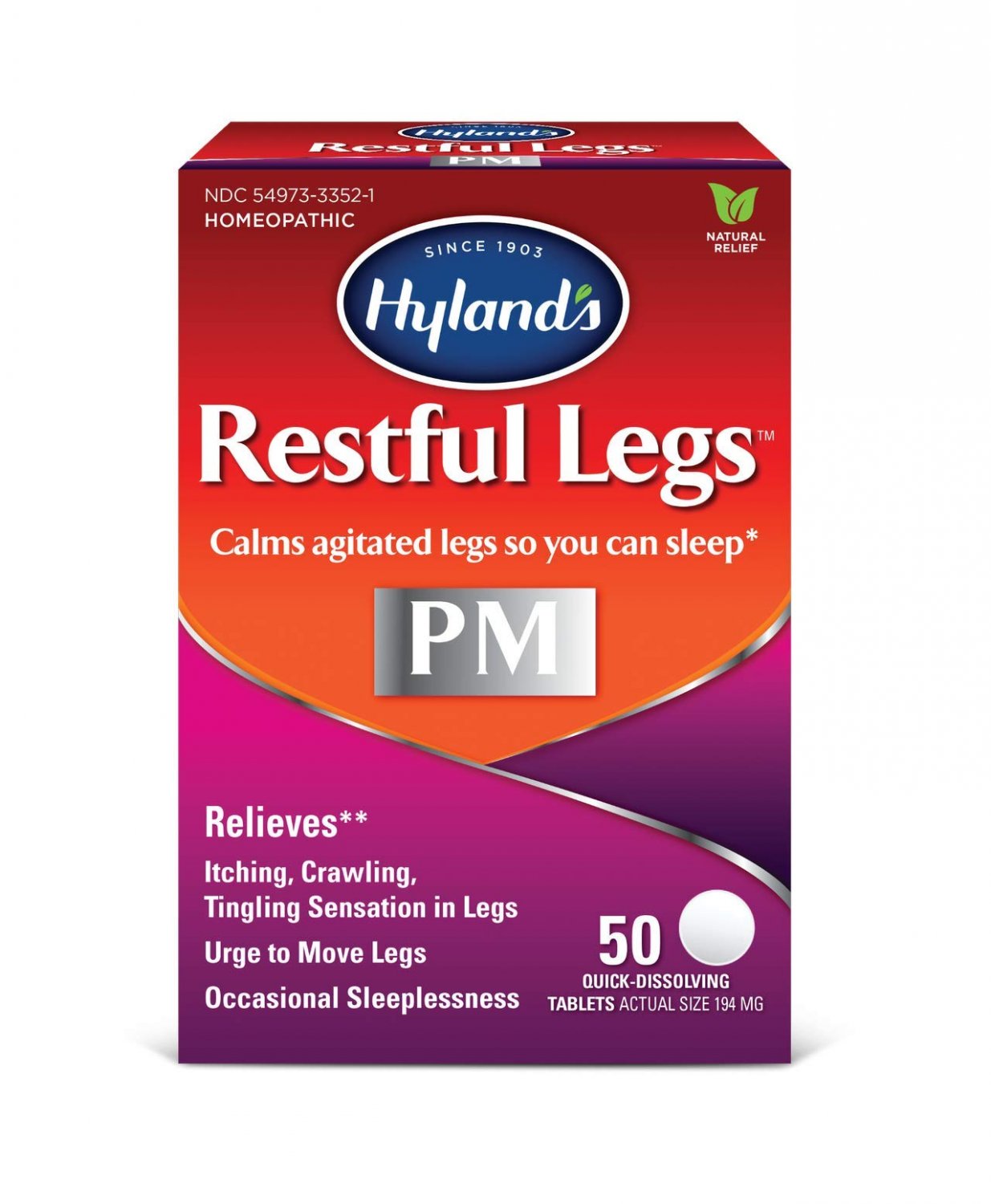Hyland's Restful Legs Nighttime PM Tablets, 50 Count