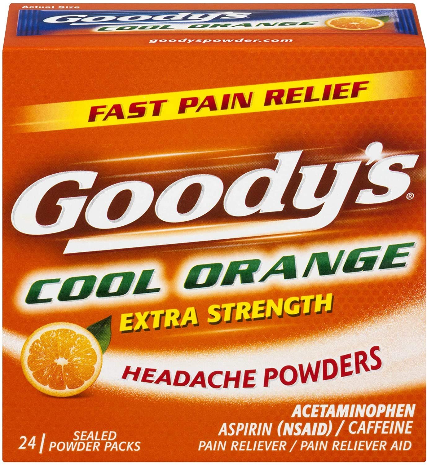 Goody's Extra Strength Headache Powder, Cool Orange Flavor, 24 Powder