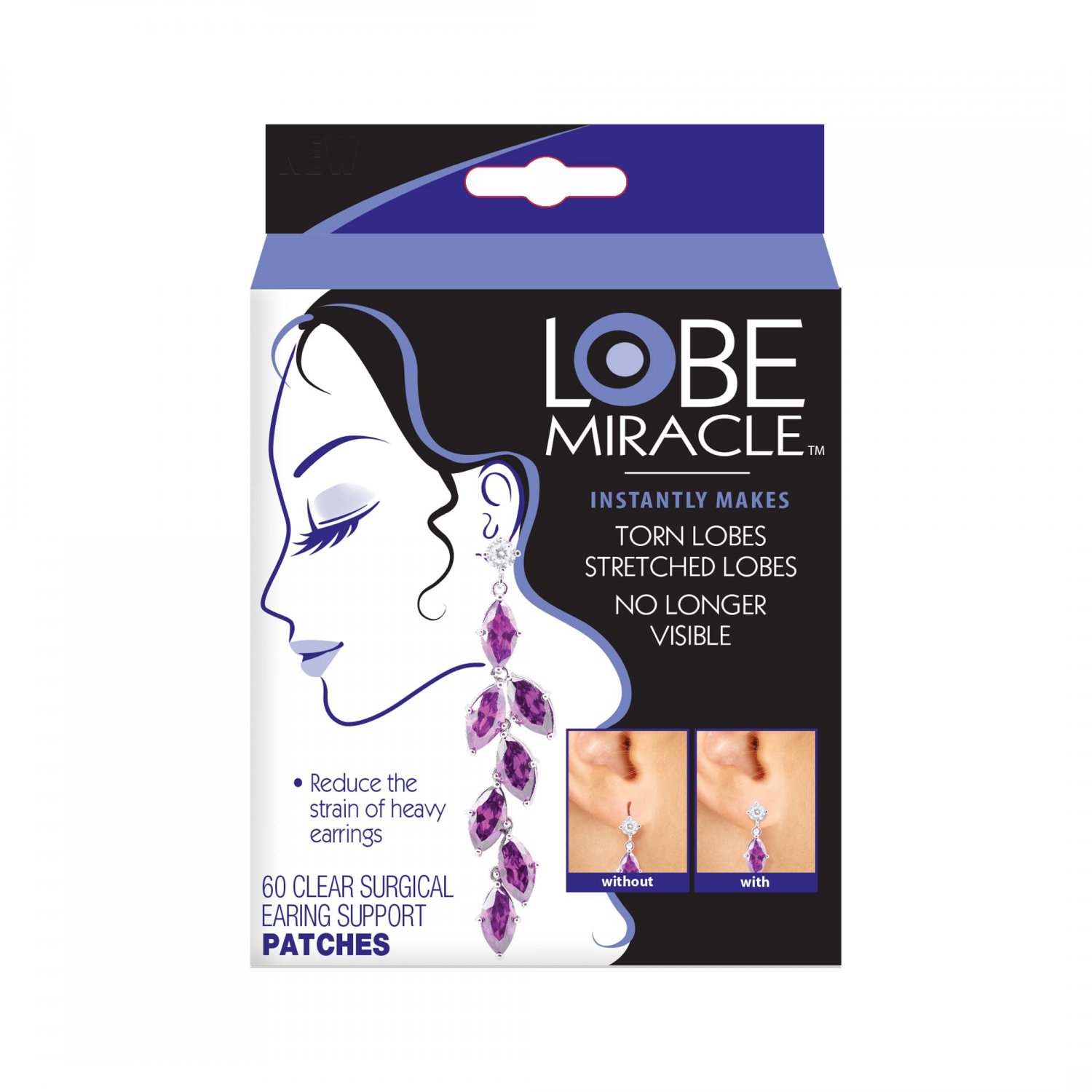 Lobe Miracle Ear Lobe Support Patches - Clear Heavy Earring Holder - Prevents Tears & Reduces Strain
