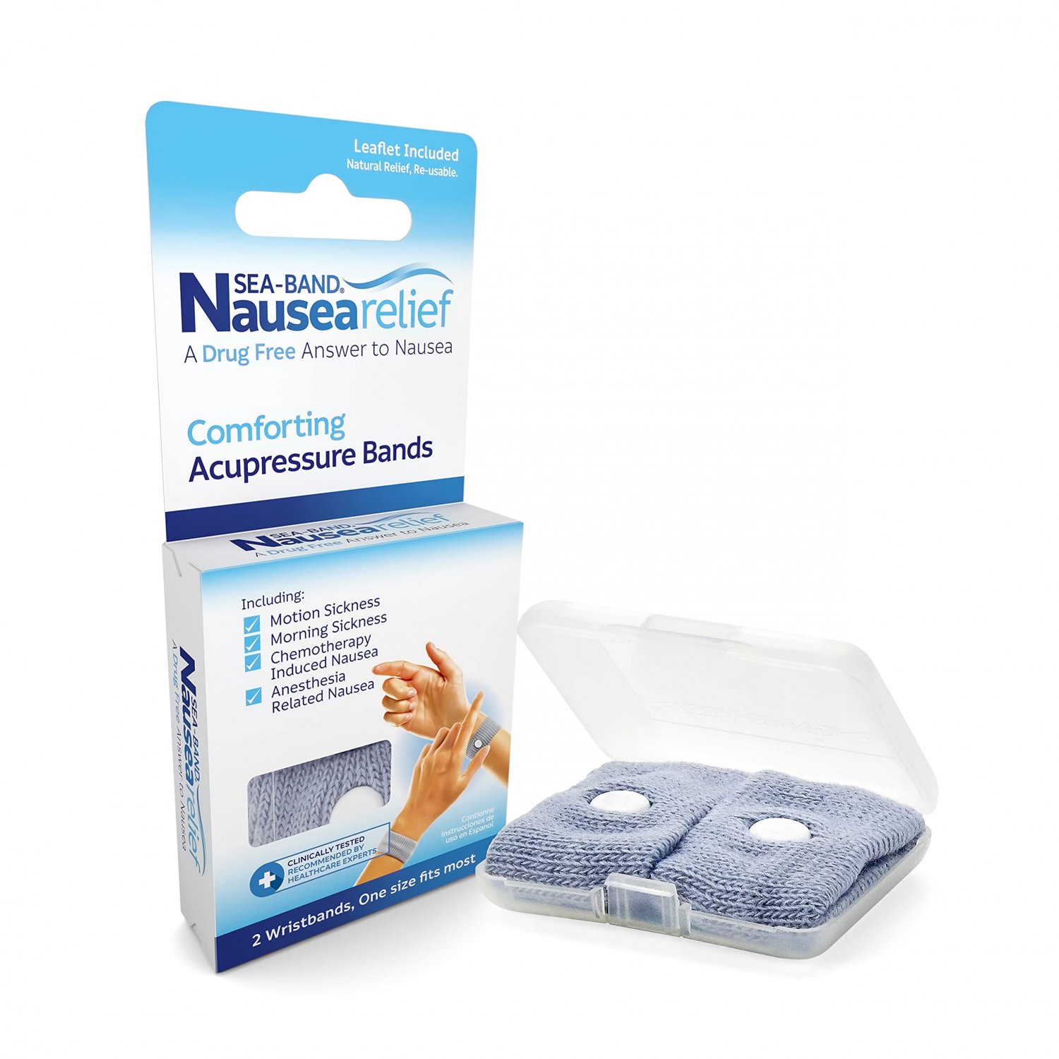 Sea-Band Anti-Nausea Acupressure Wristband for Motion or Morning Sickness, Adult, 1 Pair (Color May 