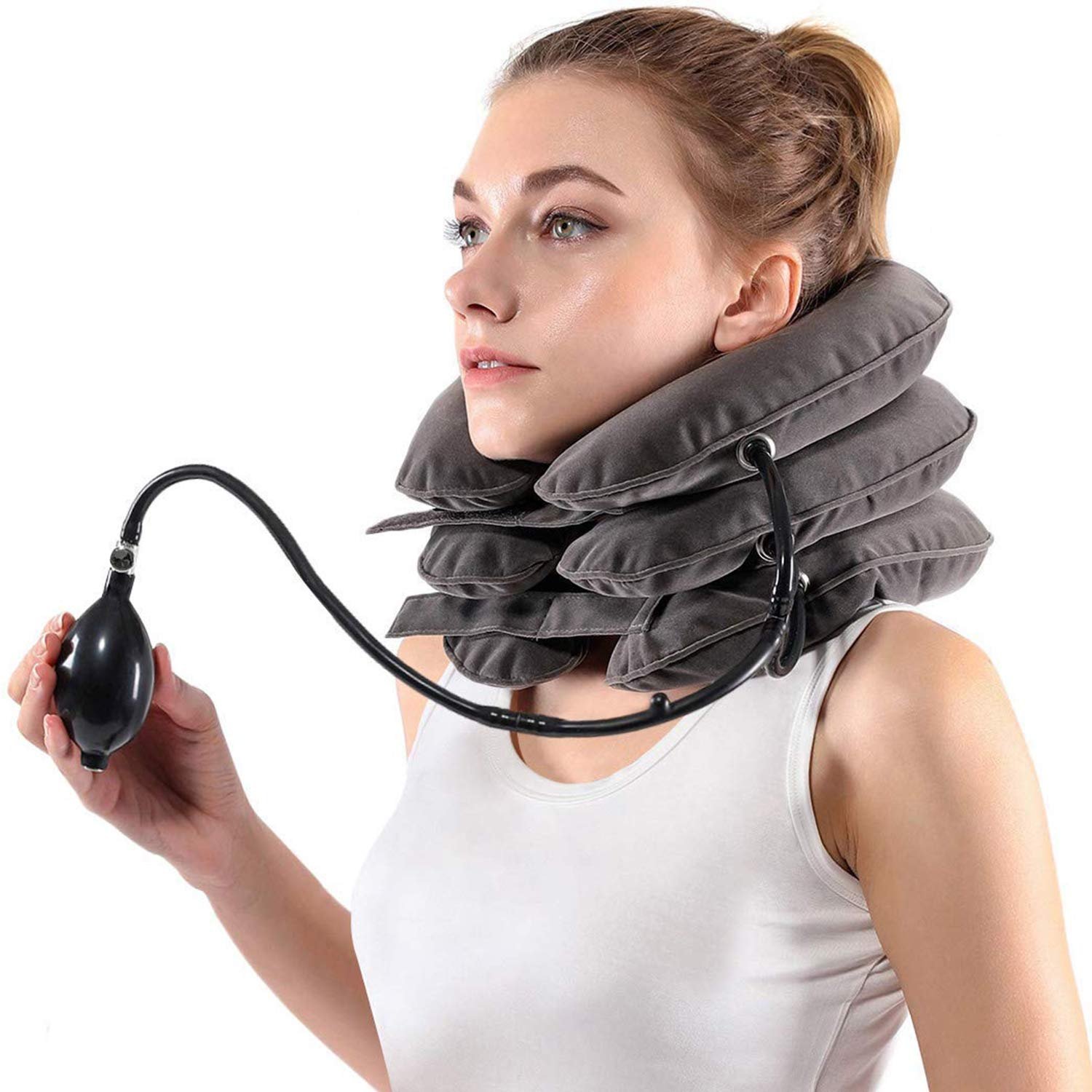 Cervical Neck Traction Device for Instant Neck Pain Relief - Inflatable & Adjustable Neck Stretcher 