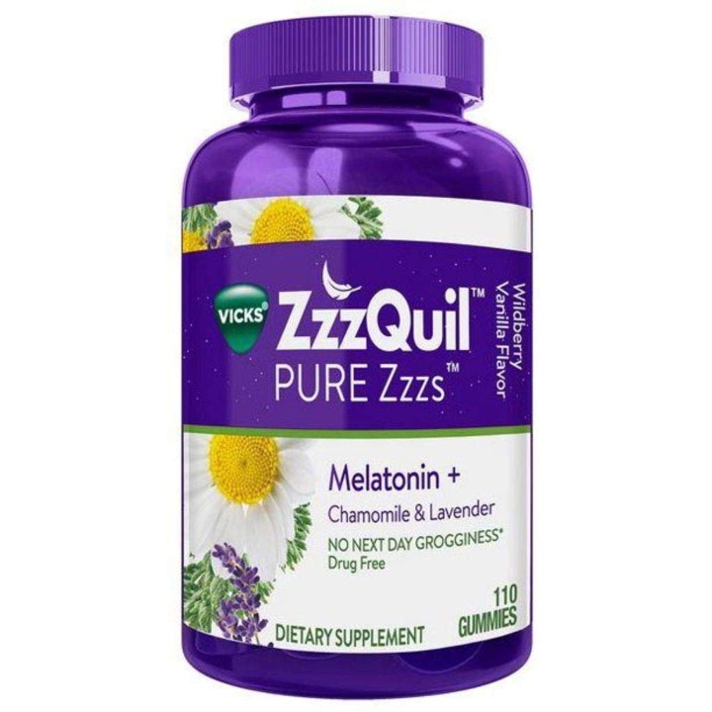 ZzzQuil Pure Zzzs Melatonin Sleep Aid Gummies, 110 ct, with Chamomile ...