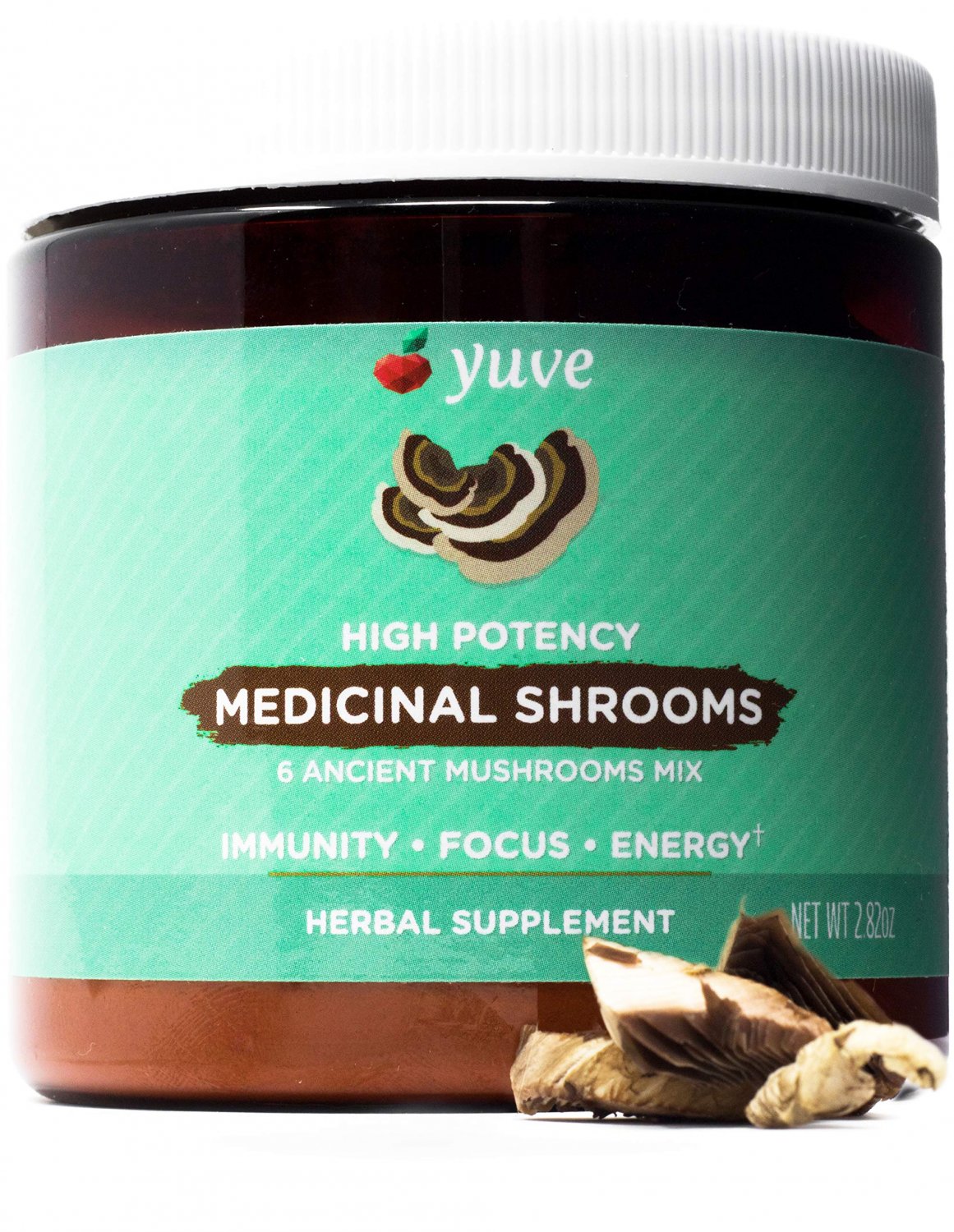 Yuve 6 Organic Mushroom Extract Powder - Magic Blend of Reishi, Chaga, Lions Maine, Turkey Tail, Mai