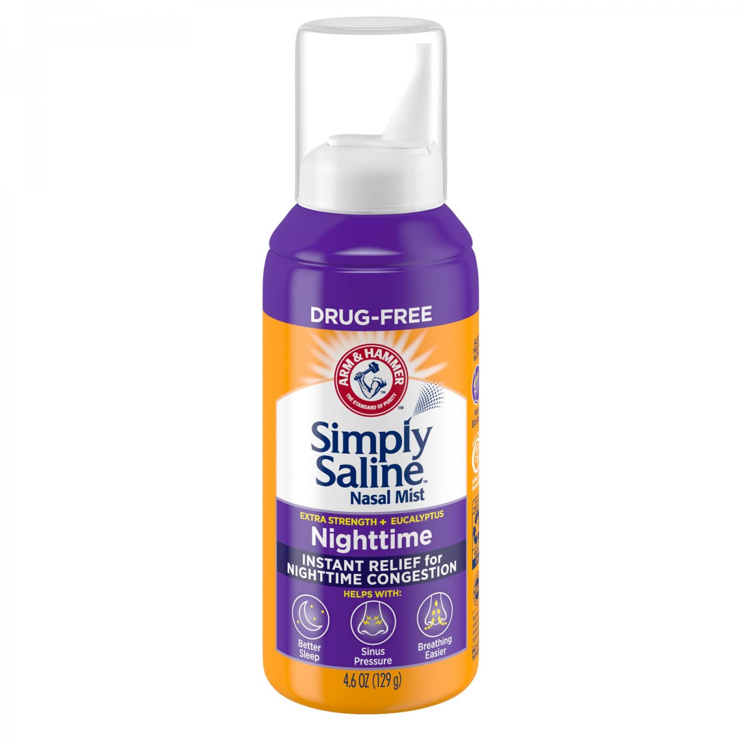 ARM & HAMMER Simply Saline Nighttime Nasal Mist 4.6oz - Instant Relief for SEVERE Congestion- One 4.