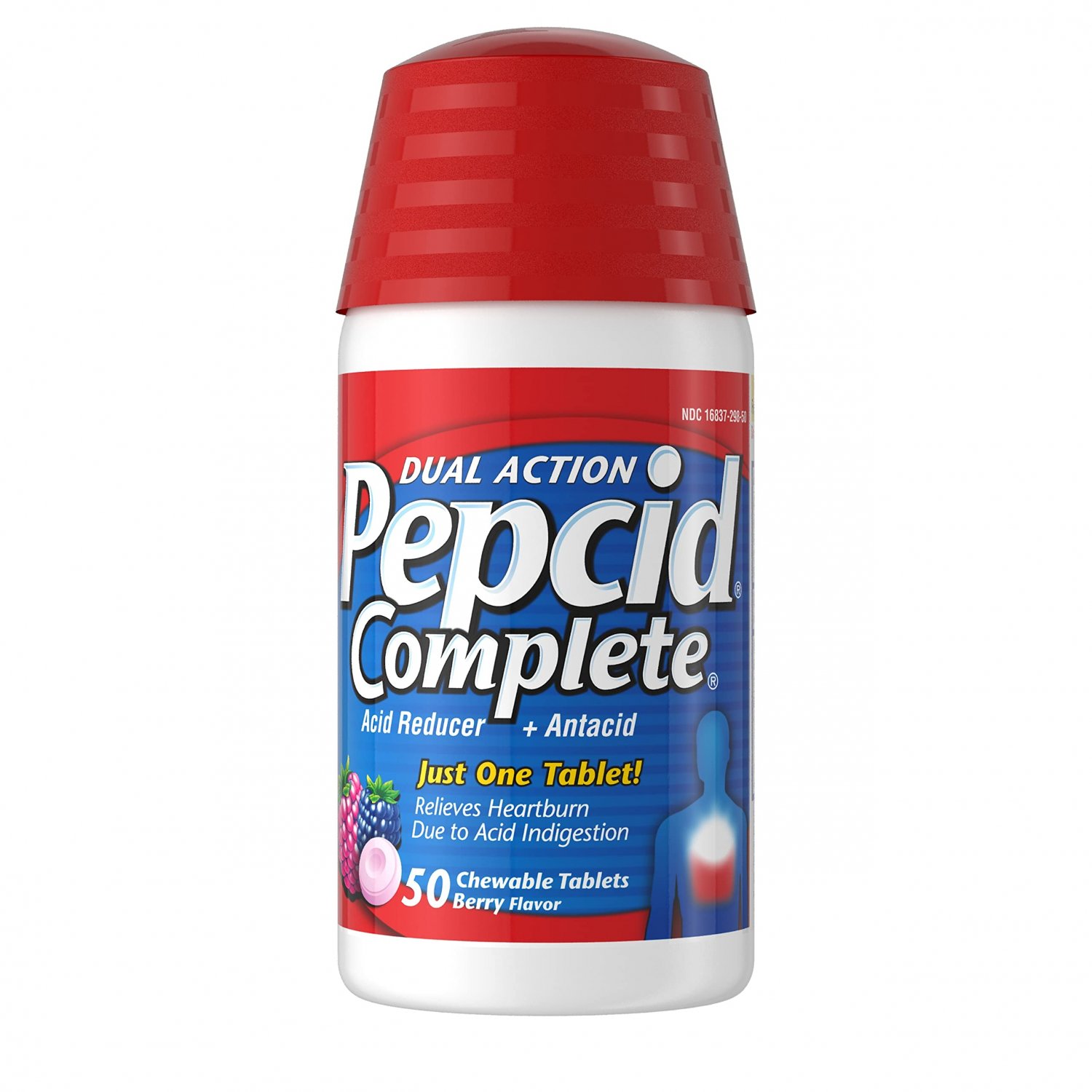 Pepcid Complete Acid Reducer Antacid Chewable Tablets Heartburn Relief Berry 50 Count