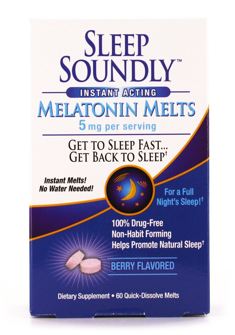 Sleep Soundly Melatonin Melts 5 mg Berry Flavor, Night time Sleeping Aid for Adults, Fast Acting Sle