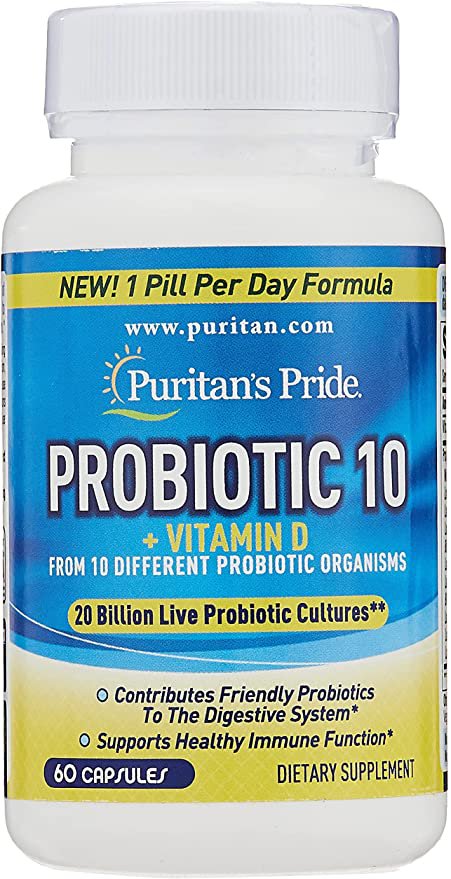 Probiotic 10 with Vitamin D to Help Support Immune System Health*, 60 Count, by Puritan's Pride, Whi