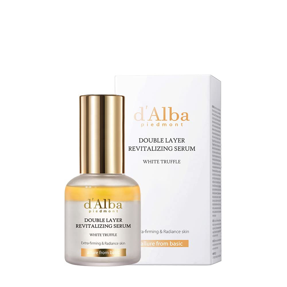 Dalba white truffle revitalizing double serum, best revitalizing vegan serum for fine lines, 1.01 fl