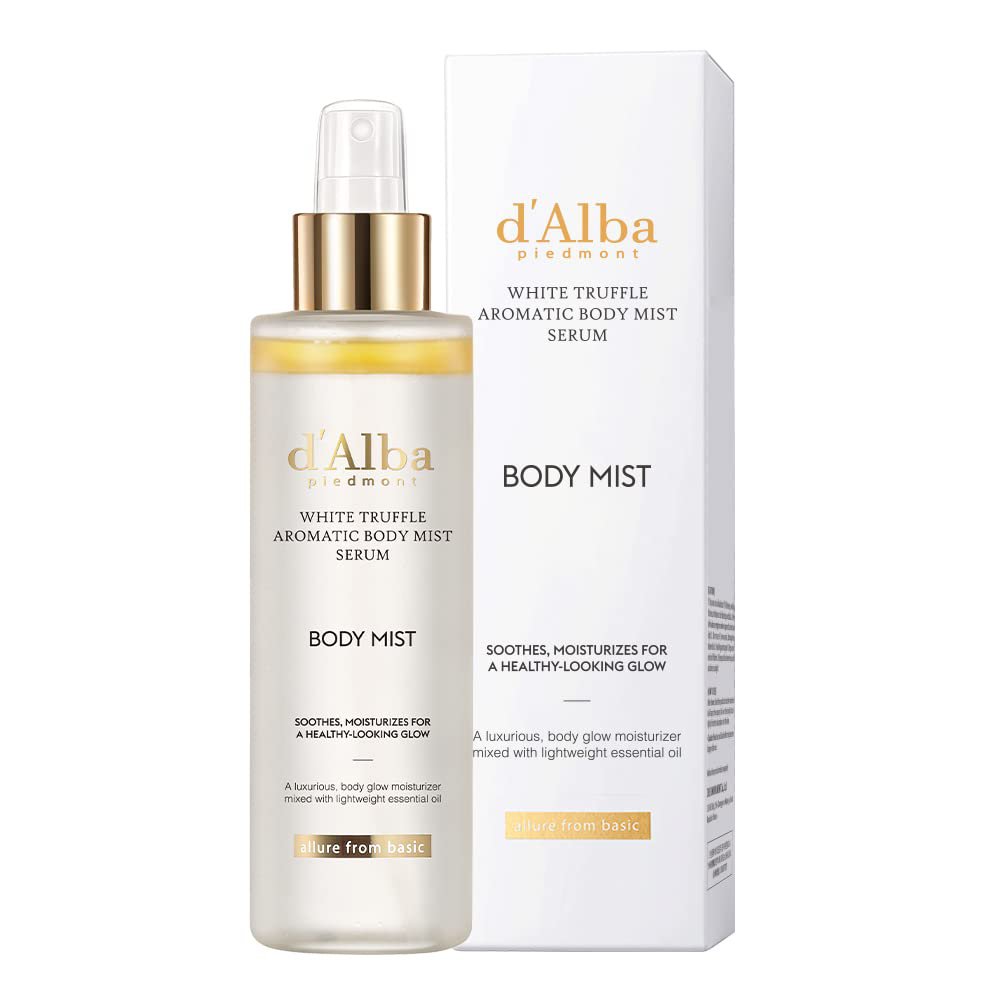 d'Alba White Truffle Aromatic Body Mist Serum, VEGAN body care hydrating with a light finish, 6 fl.o