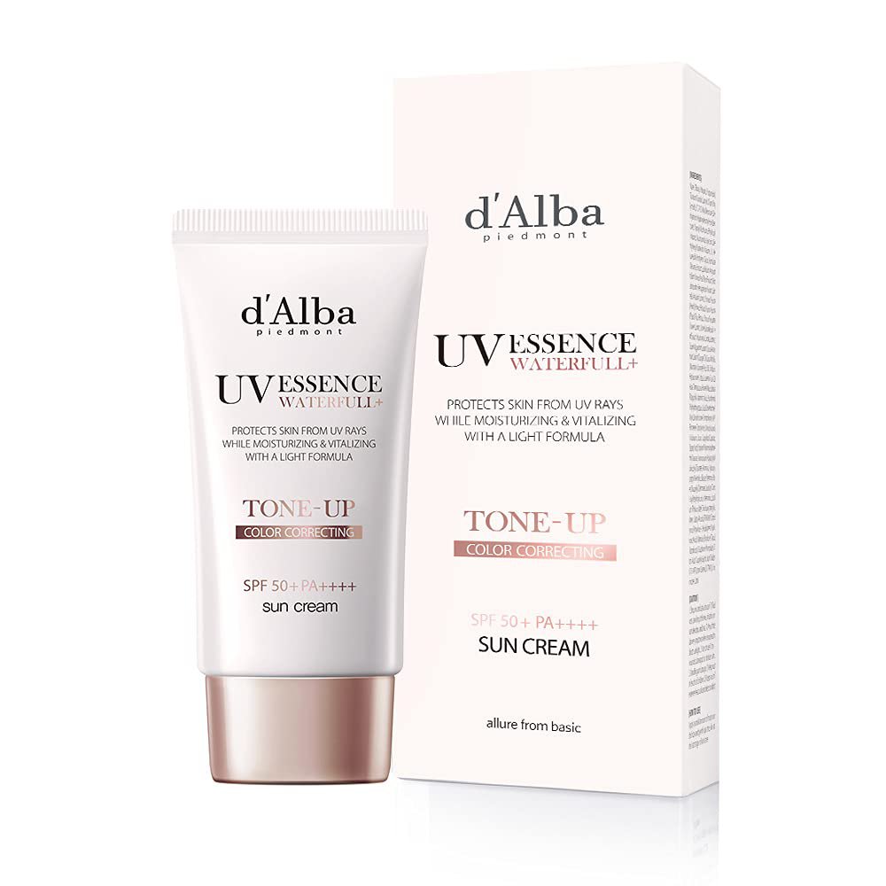 Dalba waterfull vegan tone-up sunscreen, natural pink glow tone-up, hydrating essence sunscreen, 1.6