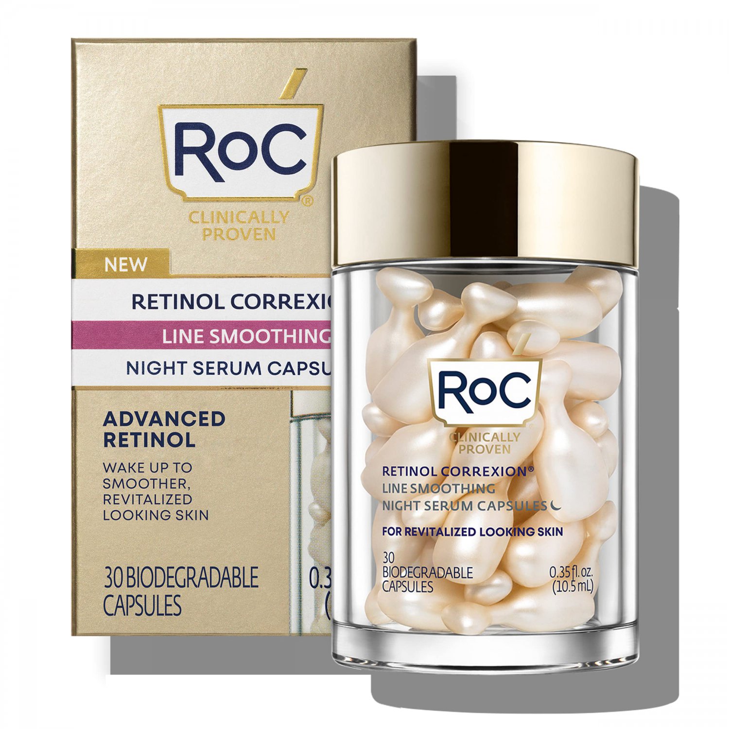 RoC Retinol Correxion Anti-Aging Wrinkle Night Serum, Daily Face Moisturizer and Line Smoothing Skin