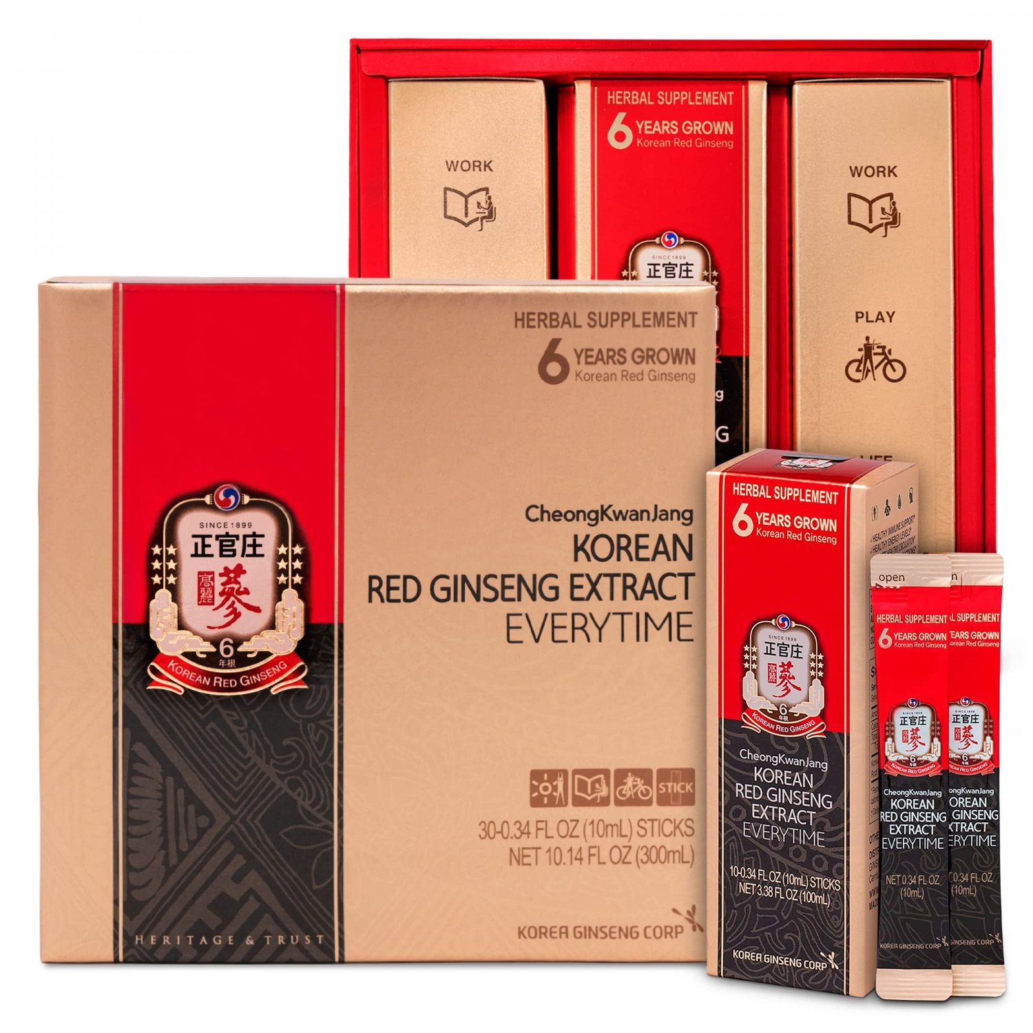 CheongKwanJang [Everytime - 100% Korean Red Ginseng Extract Liquid Portable Sticks 3000mg] Asian Pan