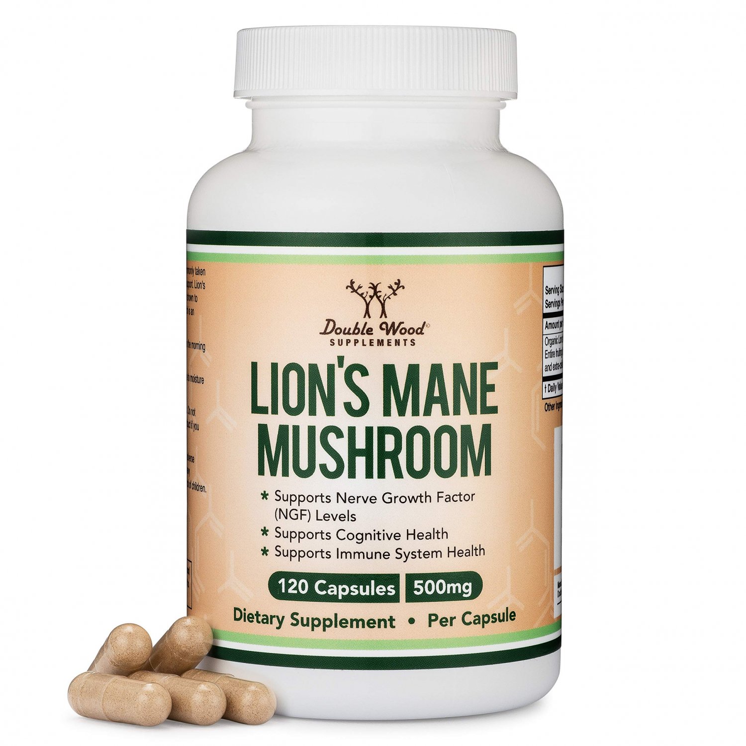 Lions Mane Mushroom Capsules (Two Month Supply - 120 Count) Vegan Supplement - Nootropic to Support 