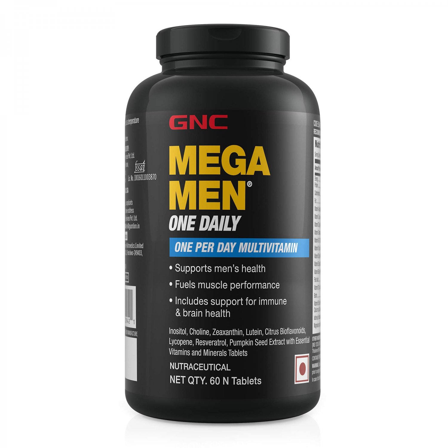GNC Mega Men One Daily Multivitamin for Men, 60 Count, Take One A Day for 19 Vitamins and Minerals, 