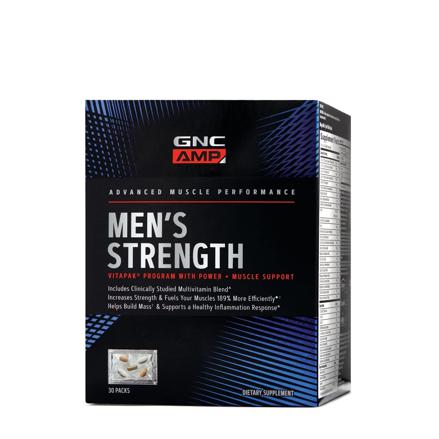 GNC AMP Men's Strength Vitapak | 3 Step Program | Increases Strength and Builds Muscle Mass Efficien